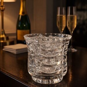 Tiffany & Co Signed Crystal Ice Bucket 6.25” w Box Elegant Barware